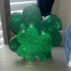 Green Glitter Shamrock Decor